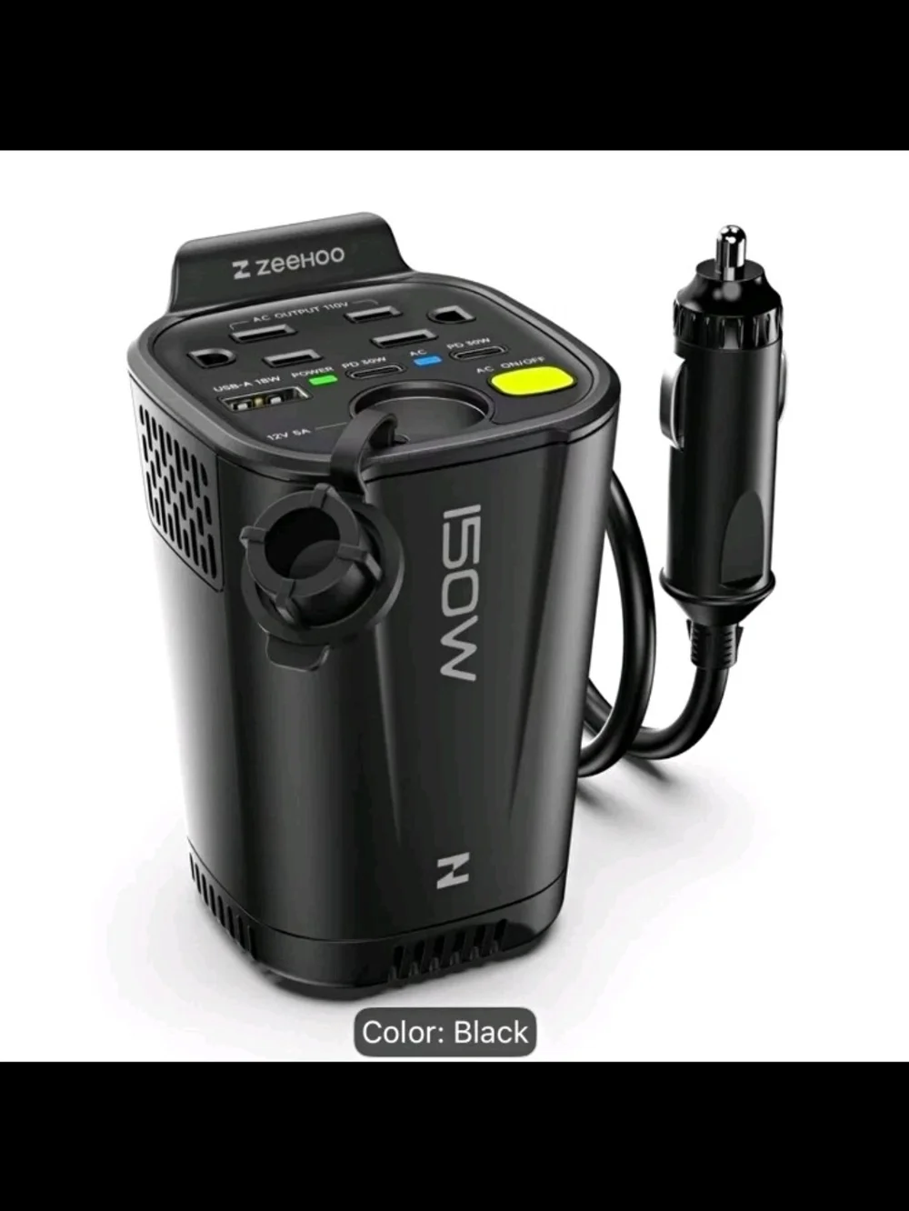 Zeehoo 150W Car Power Inverter - Black